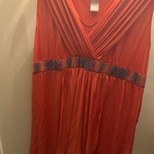 Orange Babyphat knee length dress with metallic sewn on belt front of dress.
